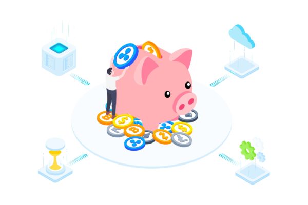 比特币省钱概念插画精选设计素材v1 Saving Money on Blockchain Isometric  1 – TU