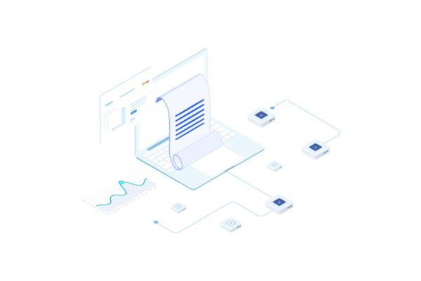 区块链金融数据统计报告等距概念插画精选v3 Financial Report on Blockchain Isometric 3 – FV