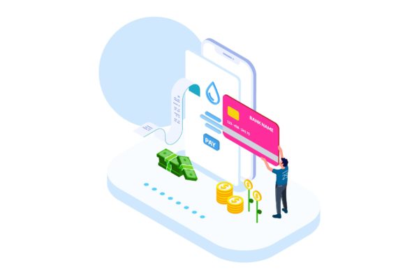 支付交易金融业务场景等距概念插画精选v4 Pay Money of Finance Isometric Illustration – FV