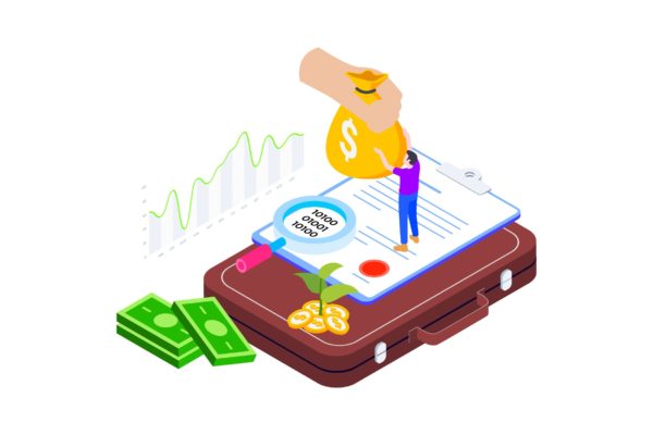 区块链技术智能合约概念插画精选素材v14 Smart Contract on Blockchain Isometric  14 – TU