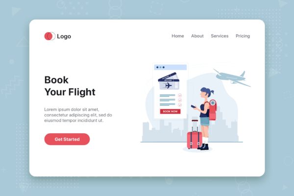 机票航班预订主题网站首页设计概念插画精选 Modern flat design concept of Book your flight