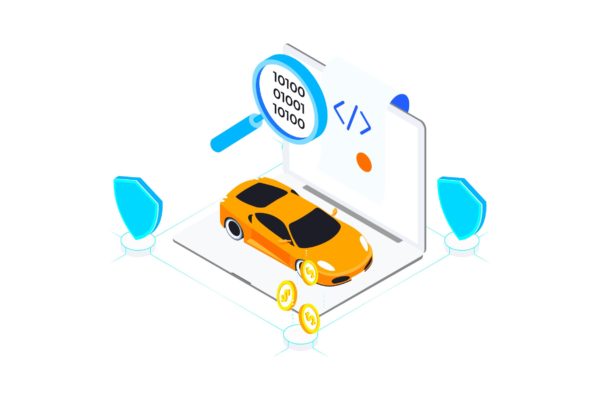 区块链技术智能合约概念插画精选素材v4 Smart Contract on Blockchain Isometric 4 – TU