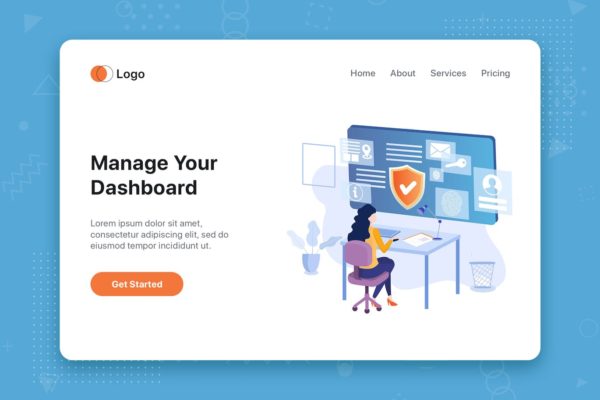 CMS系统主题网站首页设计概念插画精选 Manage your dashboard concept for Landing page