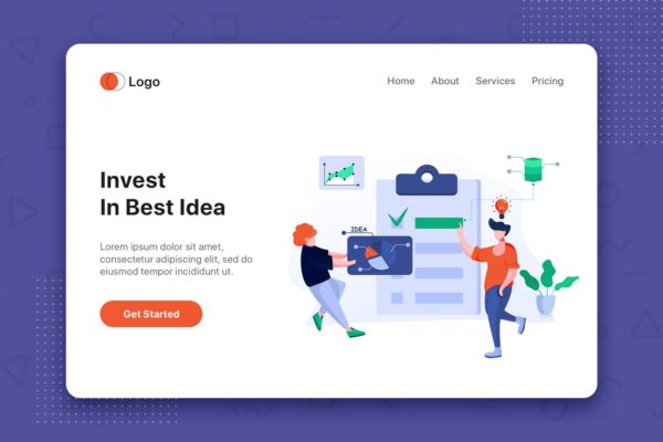 最佳投资主题网站首页设计概念插画精选 Invest in best idea landing page website template