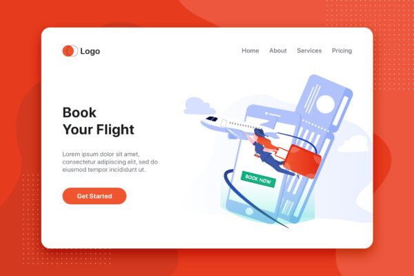 航班预订网站首页设计概念插画精选 Modern flat design concept of Book your flight