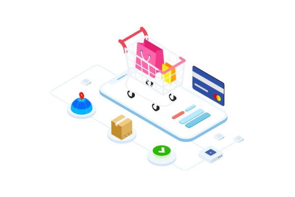 区块链电商主题等距矢量概念插画精选v8 E-commerce on Blockchain Isometric 8 – FV