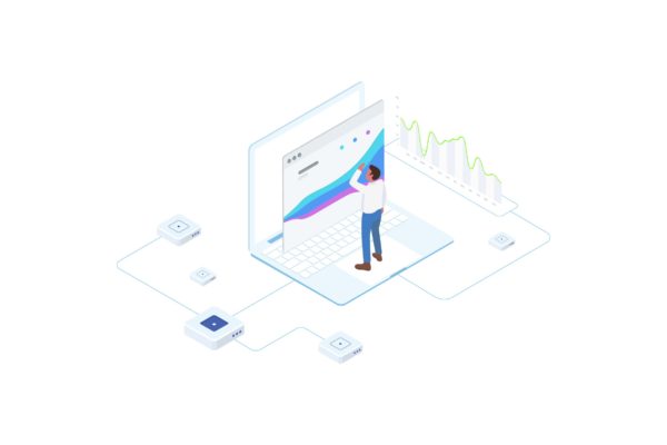 区块链金融数据统计报告等距概念插画精选v1 Financial Report on Blockchain Isometric 1 – FV