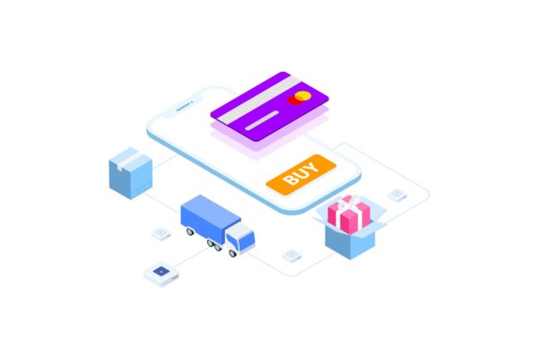 区块链电商主题等距矢量概念插画精选v5 E-commerce on Blockchain Isometric 5 – FV
