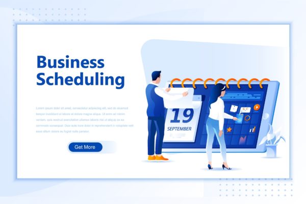 业务计划网站设计概念插画精选设计素材 Business Schedule Flat Landing Page Header