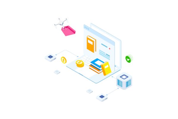 区块链电商主题等距矢量概念插画精选v6 E-commerce on Blockchain Isometric 6 – FV