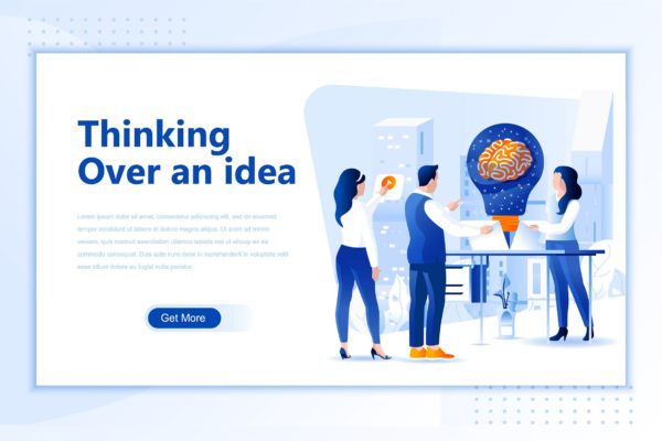 灵感创意/头脑风暴网站设计概念插画精选设计素材 Thinking Idea Flat Landing Page Header
