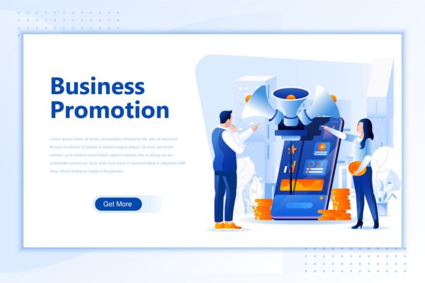 业务推广网站设计概念插画精选设计素材 Business Promotion Flat Landing Page Header