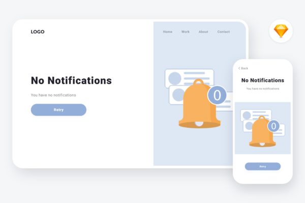 空信箱信息通知主题矢量插画设计精选素材v3[SKETCH&SVG] Empty state 3 illustration (Sketch & SVG)