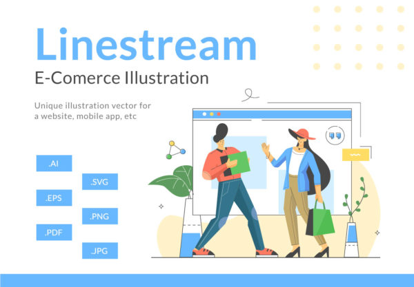 第一素材下午茶：适用于电商网站的线条矢量插画设计精选素材