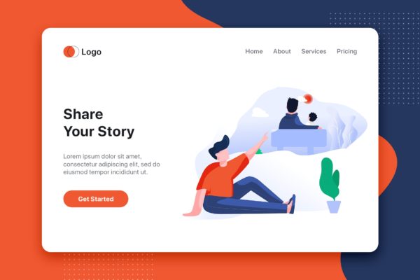 故事分享网站首页设计概念插画精选素材 Share your story flat concept for Landing page