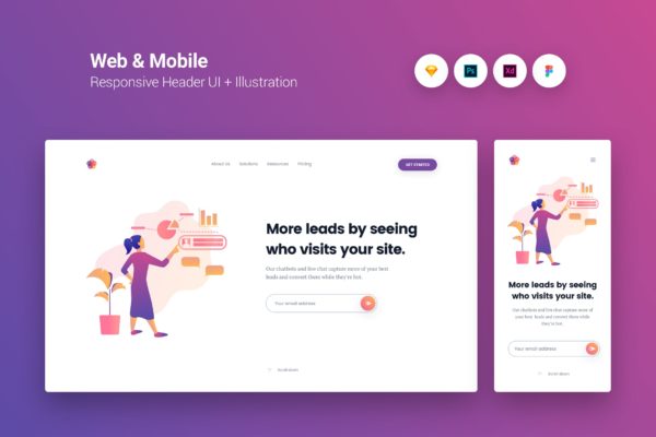 Web&APP设计信息图表矢量概念插画精选设计素材v2 Web & Mobile Responsive Cover UI + Illustration 2