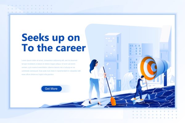 职业生涯主题网站设计矢量插画设计精选素材 Seeks Up On To The Career Flat Landing Page Header