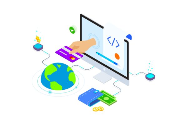 区块链技术智能合约概念插画精选素材v5 Smart Contract on Blockchain Isometric 5 – TU