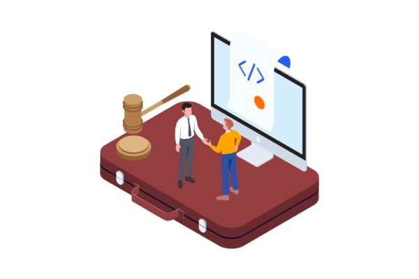 区块链技术智能合约概念插画精选素材v9 Smart Contract on Blockchain Isometric  9 – TU