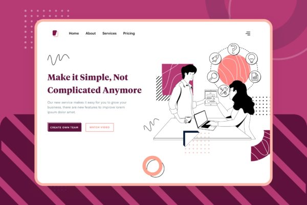 项目进程主题网站设计矢量插画设计精选设计模板精选素材 Liner – Work Process