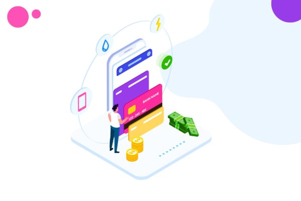 支付交易金融业务场景等距概念插画精选v5 Pay Money of Finance Isometric Illustration – FV