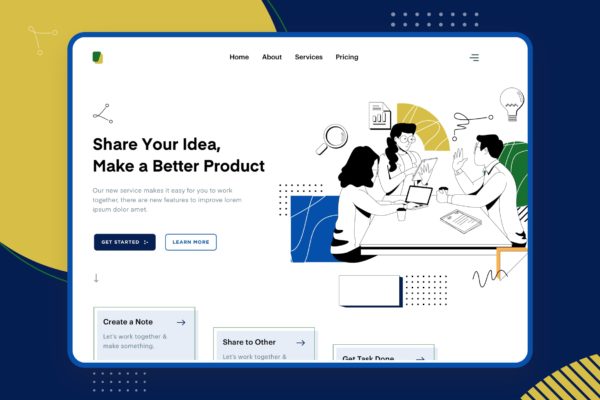 头脑风暴主题网站设计矢量插画设计精选设计模板精选素材 Liner – Brainstorming