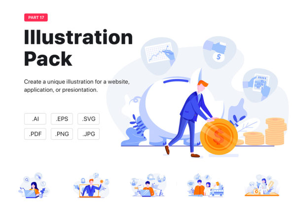 蚂蚁素材下午茶：10款商业工作场景网站设计矢量插画设计精选套装