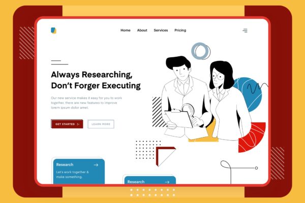 项目研究主题网站设计矢量插画设计精选设计模板精选素材 Liner – Research