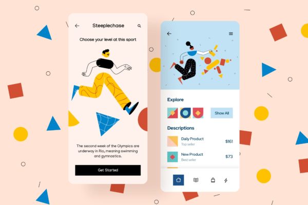 APP应用简介/介绍页面设计矢量插画设计精选 Get Started Mobile Interface Illustrations