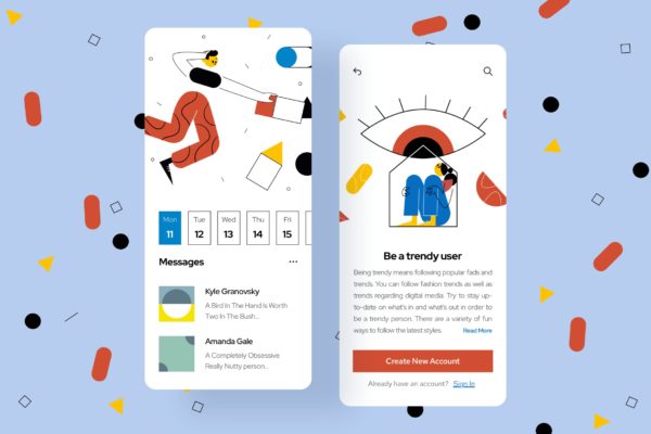 时尚主题APP用户界面设计矢量插画设计精选 Trends Mobile Interface Illustrations