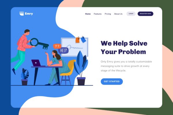 帮助中心主题网站设计矢量插画设计精选素材 Emry – Help Header