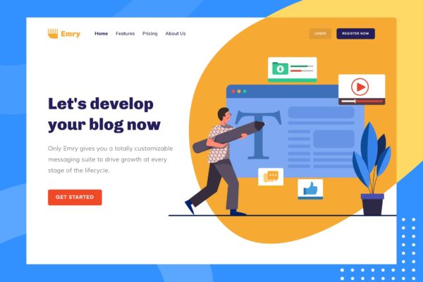 博客主题网站设计矢量插画设计精选素材 Emry – Blog Header