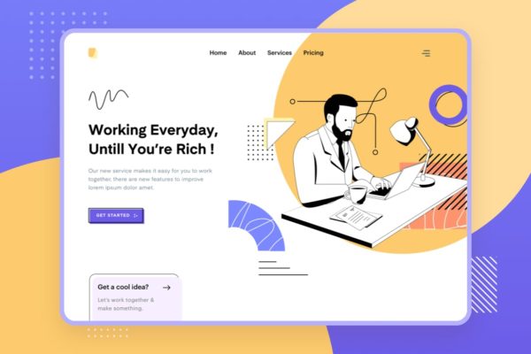 职场工作主题网站设计矢量插画设计精选设计模板精选素材 Liner – Work