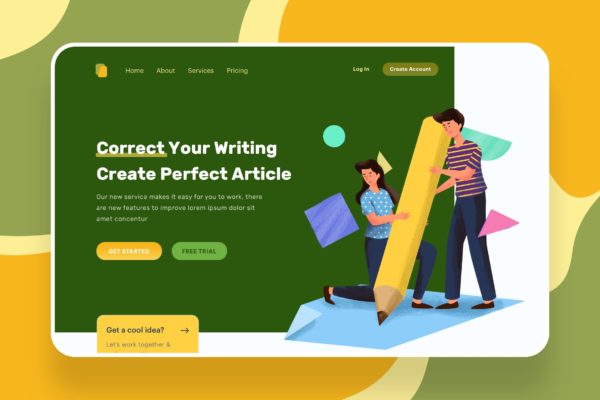 语法纠正写作主题网站设计矢量插画设计精选素材 Correct Your Writing Illustration – Website Header