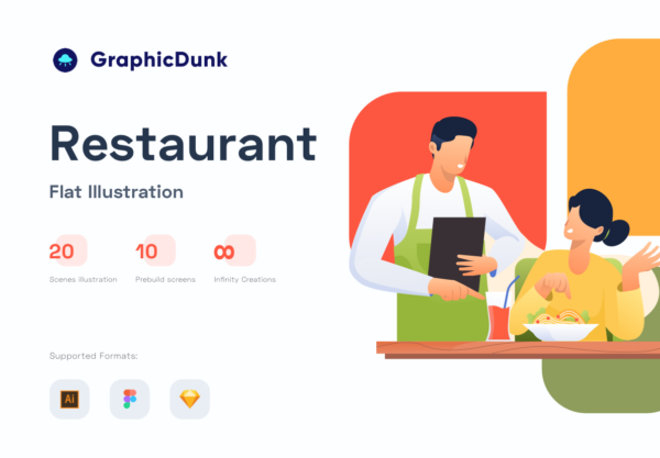 蚂蚁素材下午茶：餐厅餐饮主题矢量插画设计精选套装