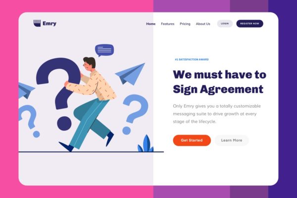 FAQ帮助中心网站设计矢量插画设计精选 Emry – FAQ Header