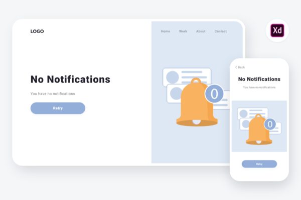 信息通知场景APP&Web设计矢量插画设计精选素材[XD&SVG] Empty state 3 illustration (Adobe XD & SVG)