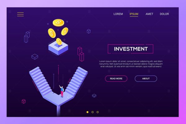 投资理念主题网站设计等距概念插画精选 Investment concept – isometric website banner