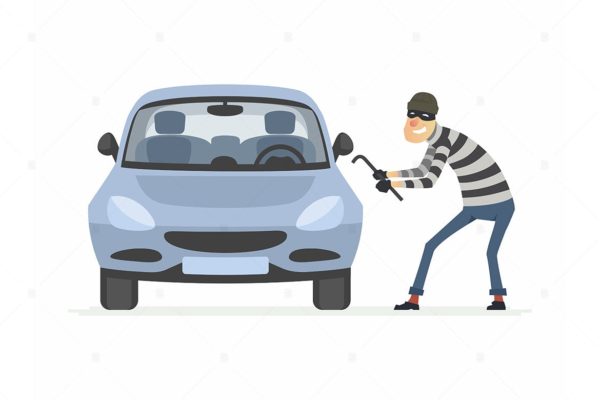 偷车贼卡通人物形象矢量插画设计精选 Car thief – cartoon people character illustration