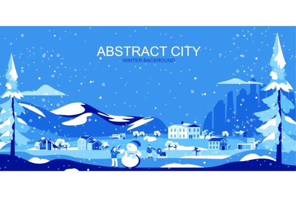 凛冬之城主题网站Header设计矢量插画设计精选 Winter City Vector Illustration Header Website
