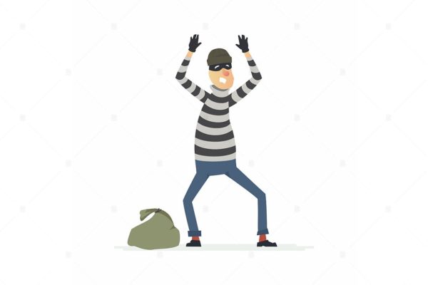 小偷犯罪卡通人物形象矢量插画设计精选 Thief surrendering – cartoon people character