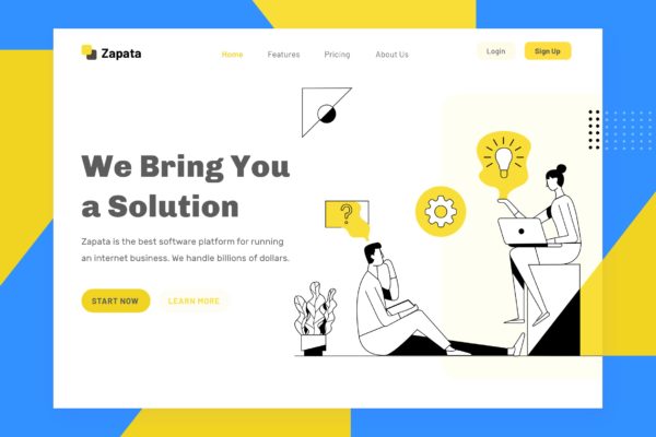 帮助中心主题网站设计简笔画矢量插画设计精选素材 Zapata – Help Header