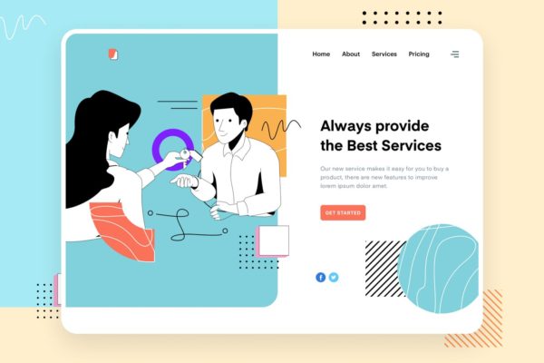 电子商务主题网站设计矢量插画设计精选设计模板精选素材 Liner – Buy Product