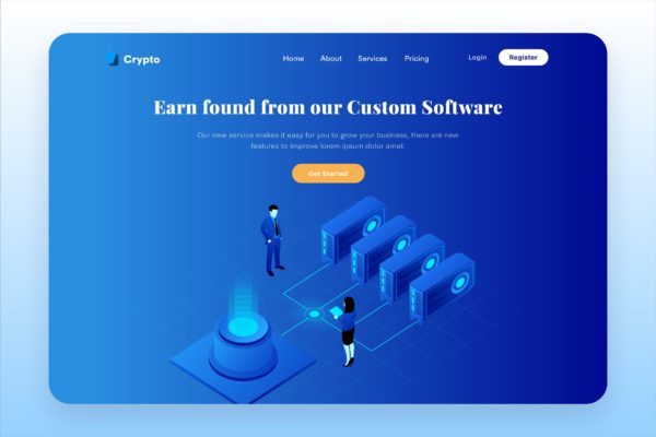 数据挖掘概念主题网站设计矢量插画设计精选 Digital Mining Desktop Header Illustration