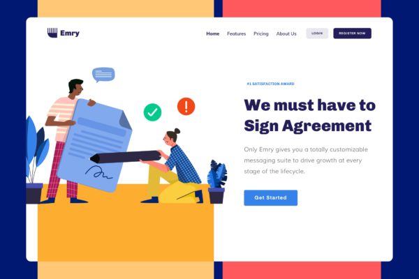 网站服务条款条例主题网站设计矢量插画设计精选 Emry – Terms & Condition Header