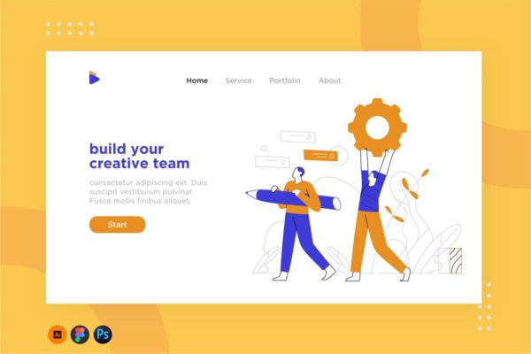 团队管理主题网站设计概念插画精选素材 Team work illustration for website 1.1