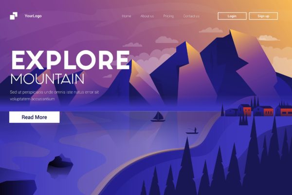 登山冒险主题网站设计矢量插画设计精选素材 Illustration of Explore Mountain
