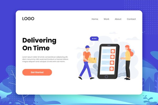 扁平设计风格送货服务场景矢量插画设计精选 Delivery service illustrations in flat design