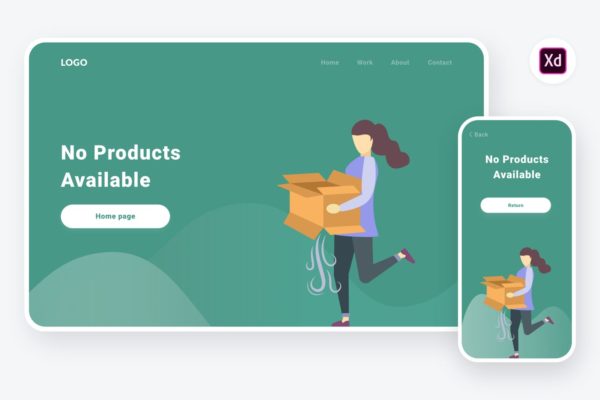 产品售罄状态APP&Web矢量插画设计精选素材[XD&SVG] Empty state 4 illustration (Adobe XD & SVG)