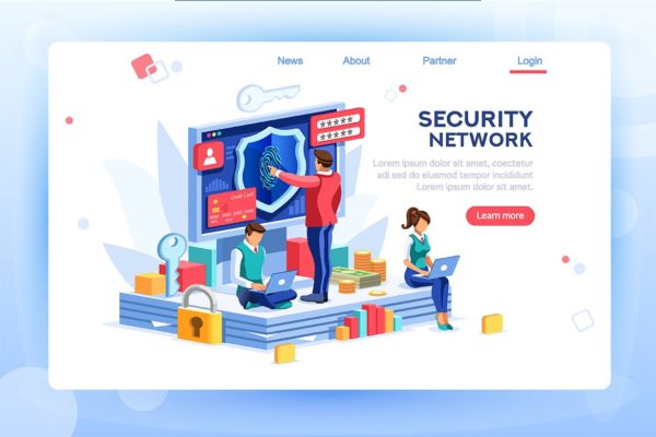 网络安全主题网站矢量概念插画精选 Security Concept  Network Law Code